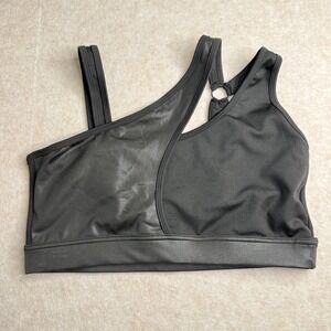 Laundry Shelli‎ Segal Black Sports Bra One Shoulder Asymmetrical Gym Workout XL